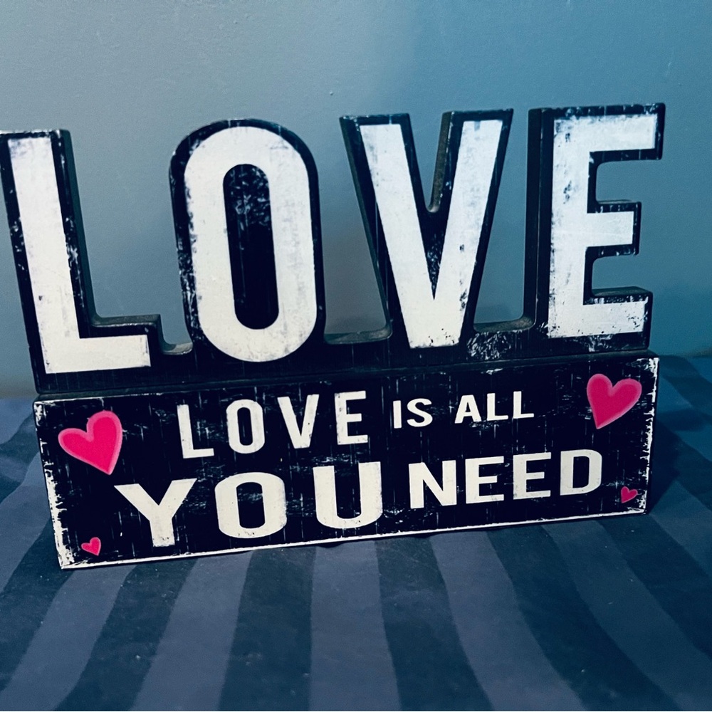 ***SOLD*** Love Wall Decor Sign - Black, Pink, and White